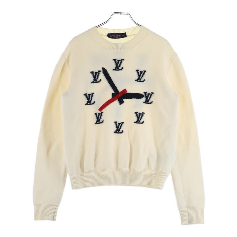 Louis Vuitton 21SS Clock Intarsia Crewneck Knit Sweater Rm211 ZLL Hkn78w White