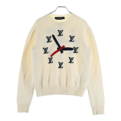Louis Vuitton 21SS Clock Intarsia Crewneck Knit Sweater Rm211 ZLL Hkn78w White