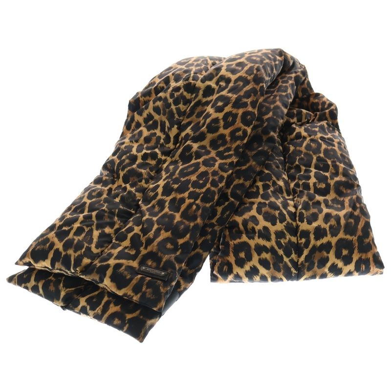 Saint Laurent Paris 21AW Leopard Padded Scarf Black Brown 668606 3yh68