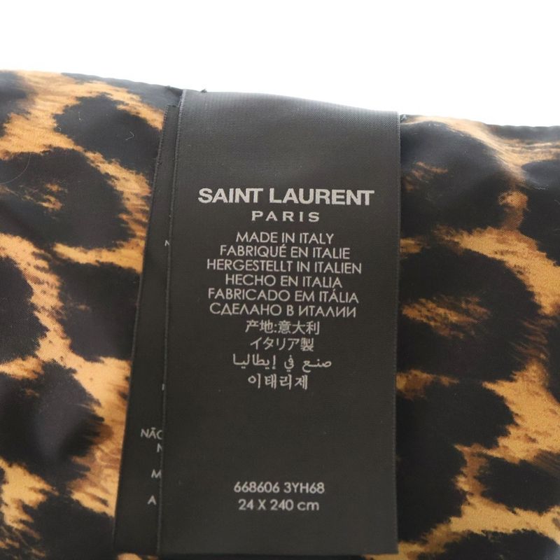 Saint Laurent Paris 21AW Leopard Padded Scarf Black Brown 668606 3yh68