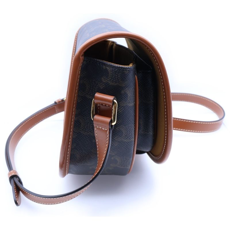 Celine Triomphe Folco Medium Bag Shoulder Bag Brown