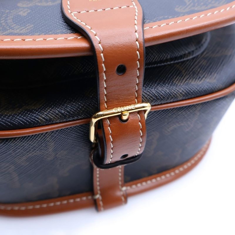 Celine Triomphe Folco Medium Bag Shoulder Bag Brown