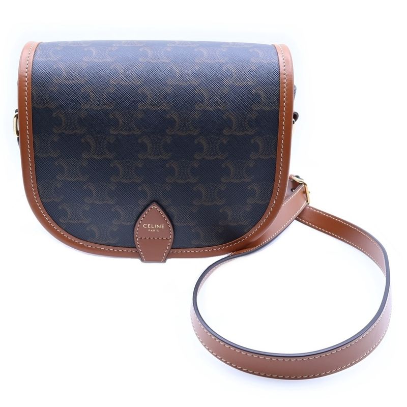 Celine Triomphe Folco Medium Bag Shoulder Bag Brown