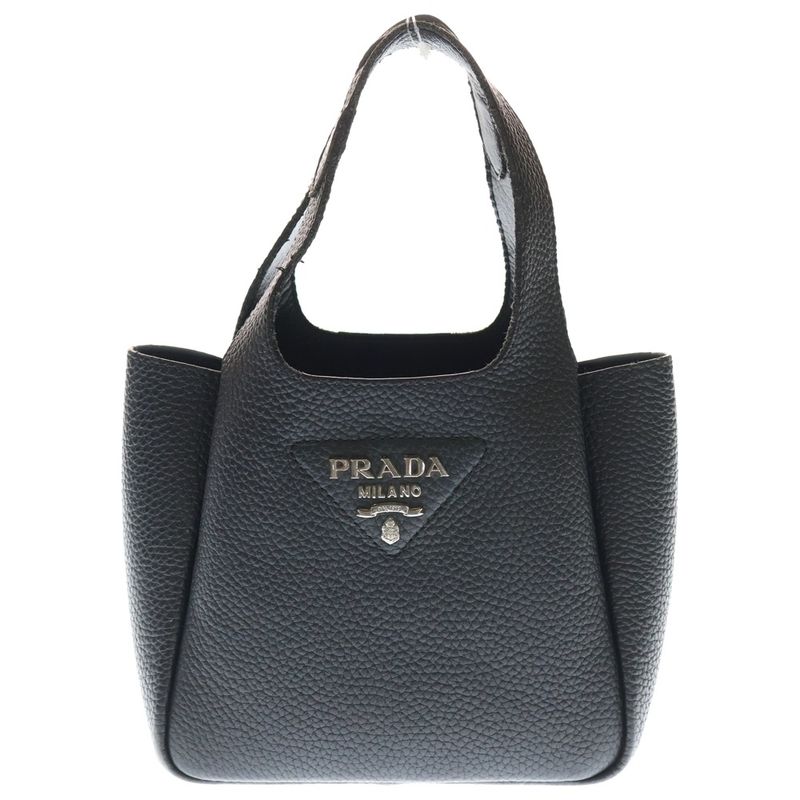 Prada Vittero Dino Handbag Mini Bag Black Leather 1ba349 Silver Hardware