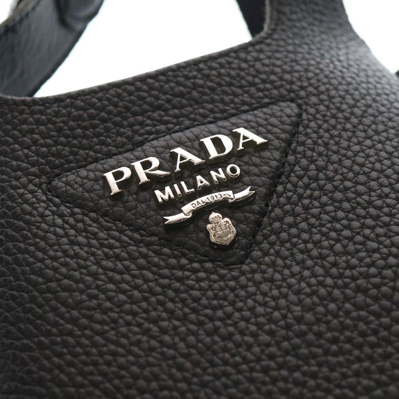 Prada Vittero Dino Handbag Mini Bag Black Leather 1ba349 Silver Hardware
