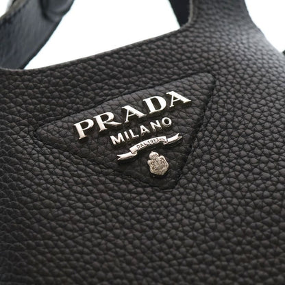 Prada Vittero Dino Handbag Mini Bag Black Leather 1ba349 Silver Hardware