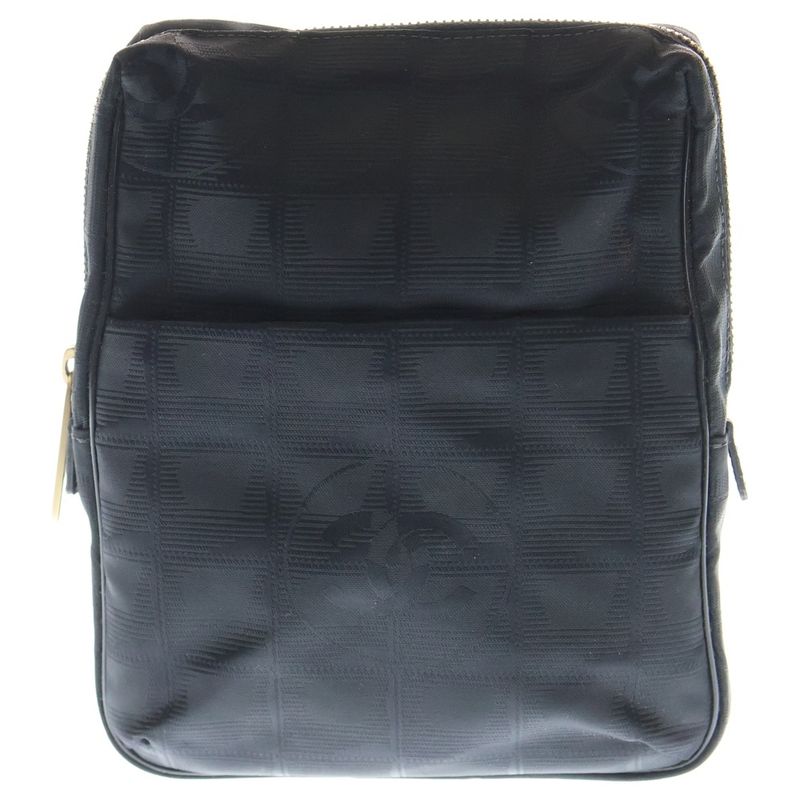 Chanel New Travel Line Shoulder Pochette Shoulder Bag Mini Bag Black Nylon