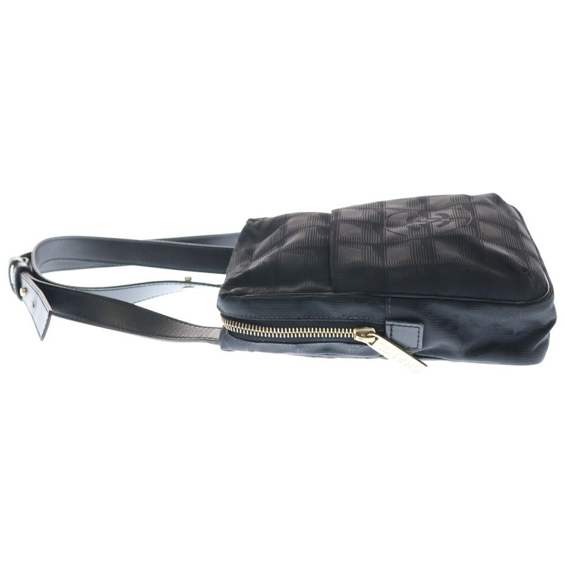 Chanel New Travel Line Shoulder Pochette Shoulder Bag Mini Bag Black Nylon