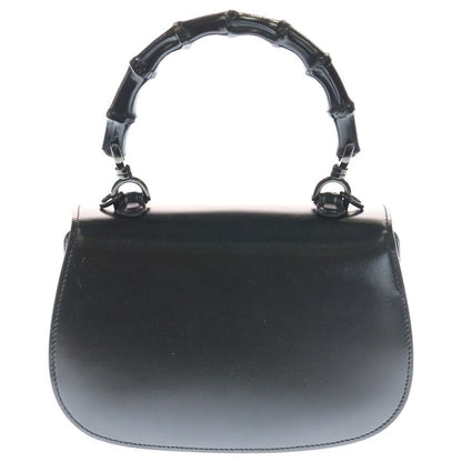 Gucci Bamboo 1947 Small Top Handle Handbag Black Leather 675797 Black Hardware