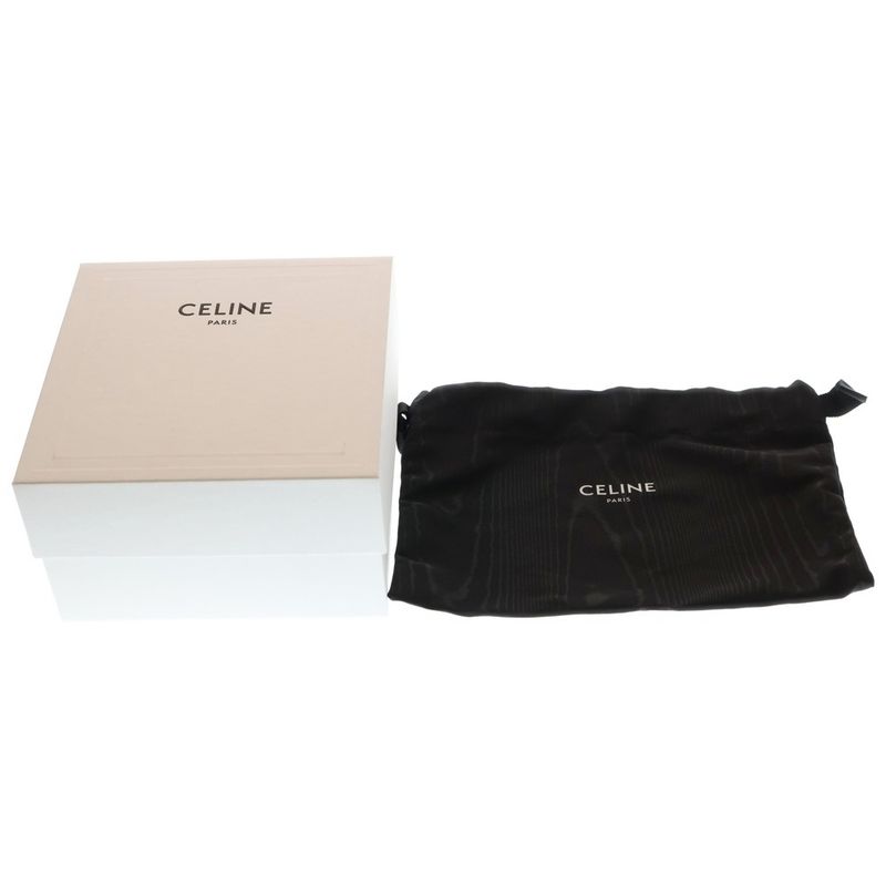 Celine Cuir Triomphe Chain Shoulder Bag Mini Bag Black Leather Gold Hardware