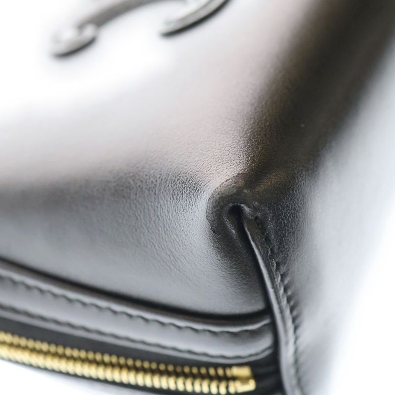 Celine Cuir Triomphe Chain Shoulder Bag Mini Bag Black Leather Gold Hardware