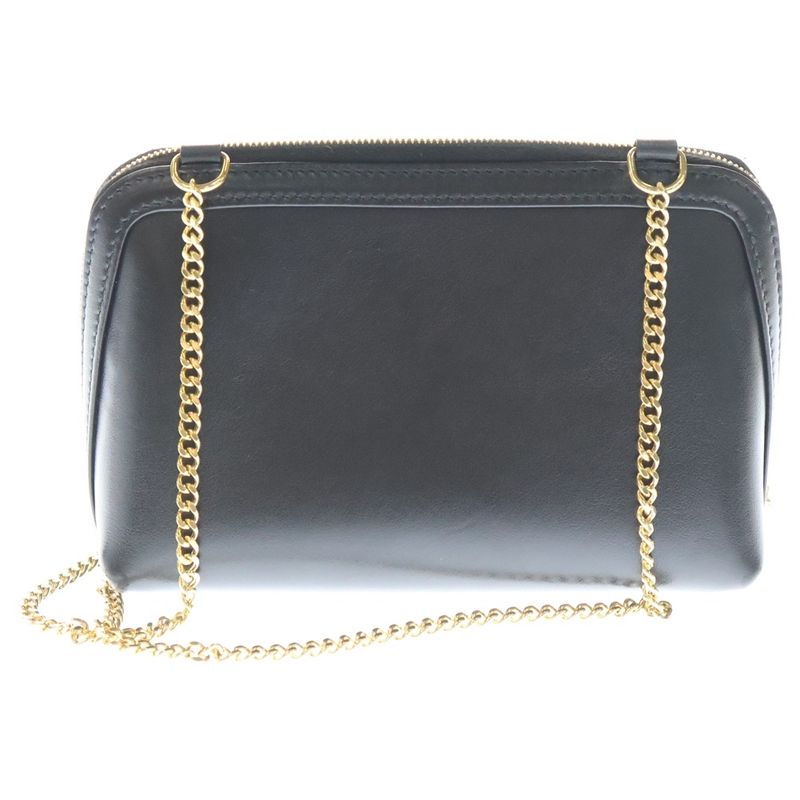 Celine Cuir Triomphe Chain Shoulder Bag Mini Bag Black Leather Gold Hardware