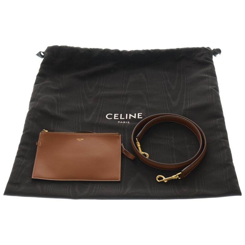 Celine Teen Bucket 16 2WAY Bag Handbag Shoulder Bag Brown Leather Gold Hardware