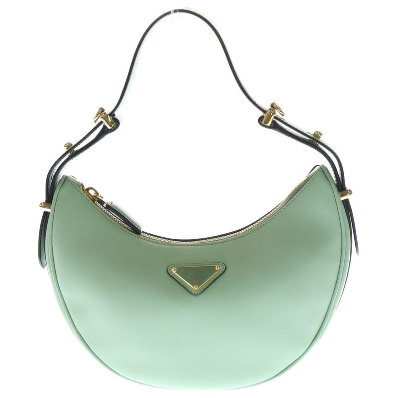 Prada Arche Small One Shoulder Bag Handbag Light Green Leather 1bc194 Gold
