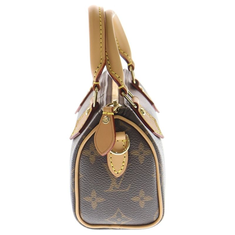 Louis Vuitton Monogram Nano Speedy 2WAY Bag Shoulder Bag Mini Bag Handbag Brown