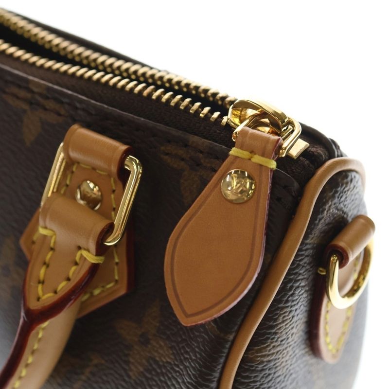 Louis Vuitton Monogram Nano Speedy 2WAY Bag Shoulder Bag Mini Bag Handbag Brown