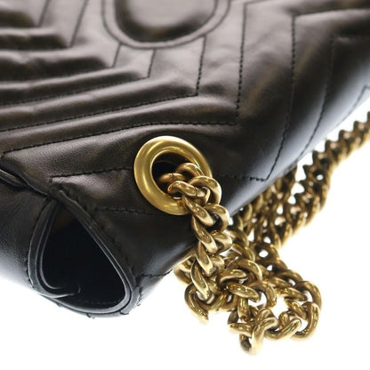 Gucci GG Marmont Chain Shoulder Bag Black Leather 443497 Gold Hardware