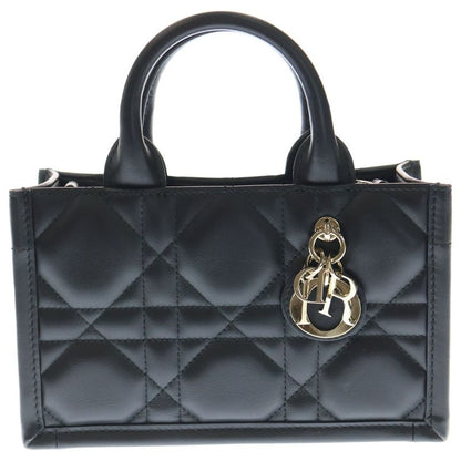 Christian Dior Book Tote Mini Micro Cannage 2WAY Bag Shoulder Bag Handbag Black