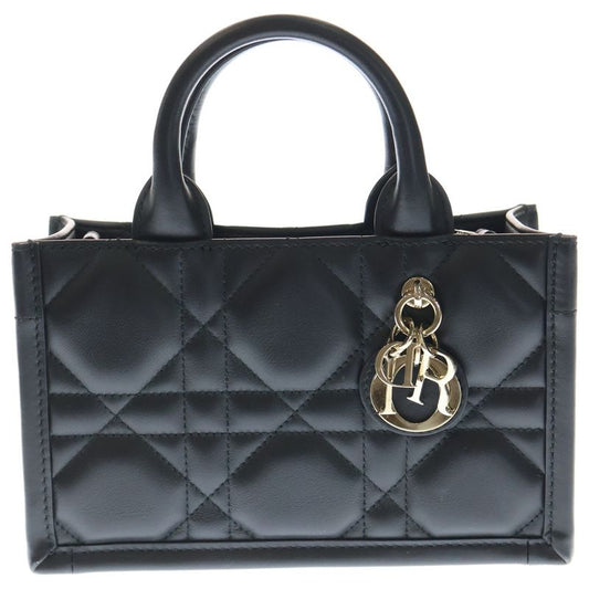 Christian Dior Book Tote Mini Micro Cannage 2WAY Bag Shoulder Bag Handbag Black