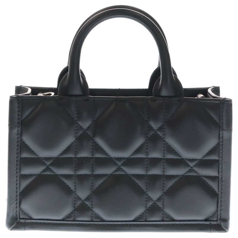 Christian Dior Book Tote Mini Micro Cannage 2WAY Bag Shoulder Bag Handbag Black