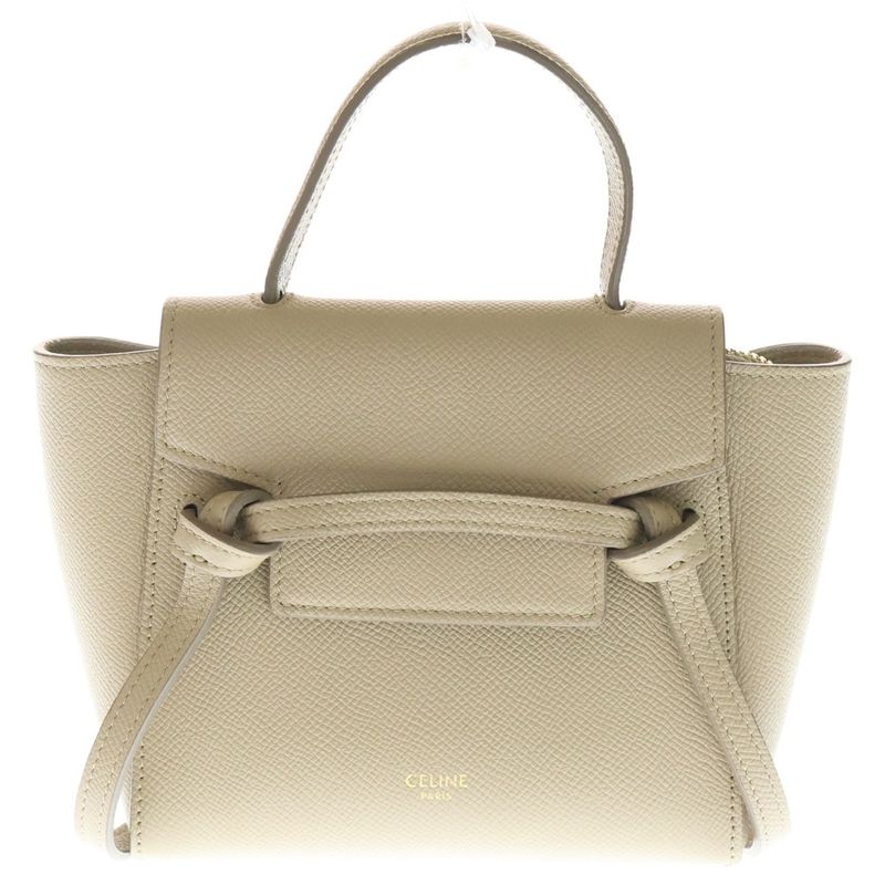 Celine Belt Bag Pico 2WAY Handbag Shoulder Bag Mini Bag Beige Leather Gold