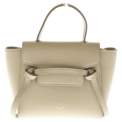 Celine Belt Bag Pico 2WAY Handbag Shoulder Bag Mini Bag Beige Leather Gold