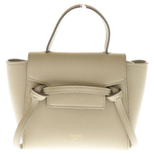 Celine Belt Bag Pico 2WAY Handbag Shoulder Bag Mini Bag Beige Leather Gold