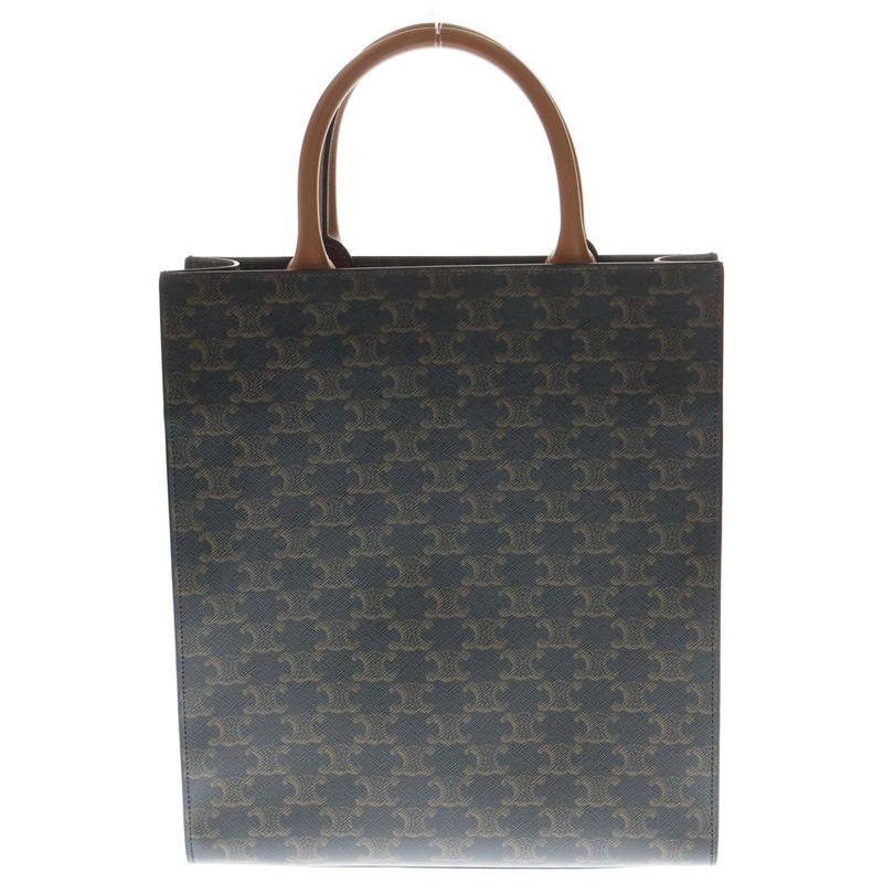 Celine Triomphe Macadam Pattern Vertical Cabas 2WAY Bag Shoulder Bag Handbag