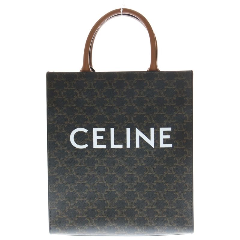 Celine Triomphe Macadam Pattern Vertical Cabas 2WAY Bag Shoulder Bag Handbag