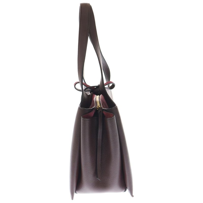 Celine Trifold Tote Handbag Wine Red Bordeaux Leather Gold Hardware