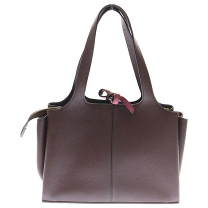 Celine Trifold Tote Handbag Wine Red Bordeaux Leather Gold Hardware