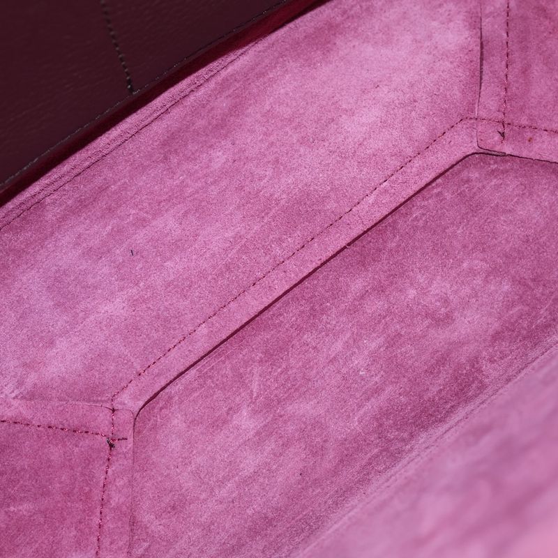 Celine Trifold Tote Handbag Wine Red Bordeaux Leather Gold Hardware