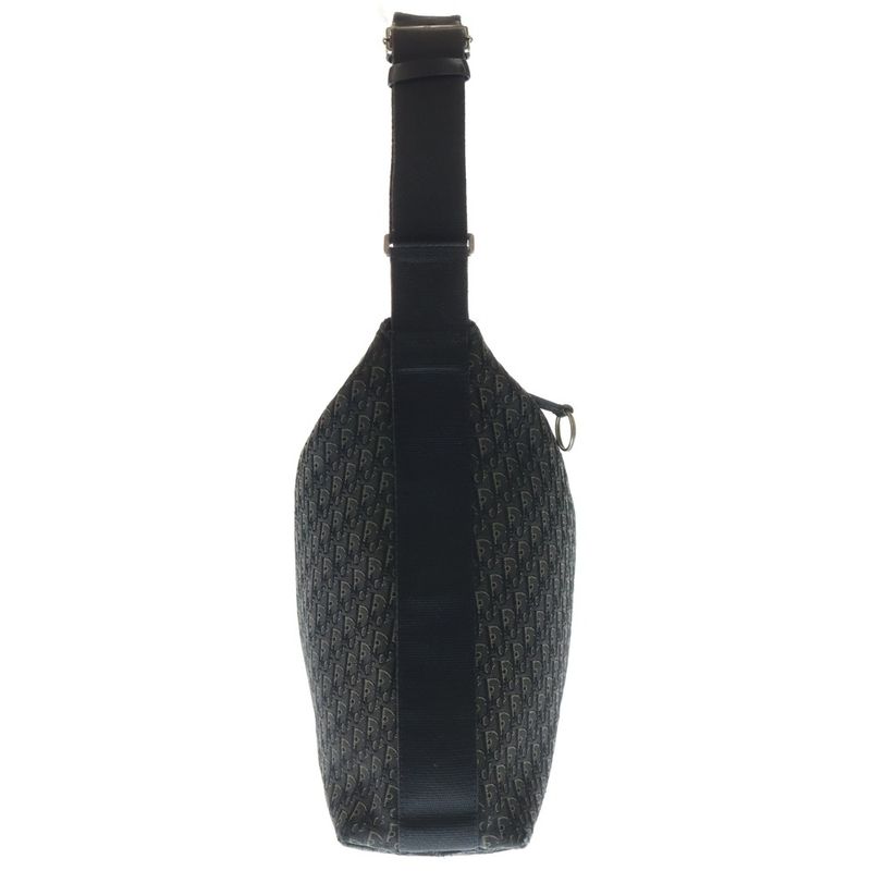 Christian Dior Trotter Shoulder Handbag One Shoulder Bag Black Leather X Canvas