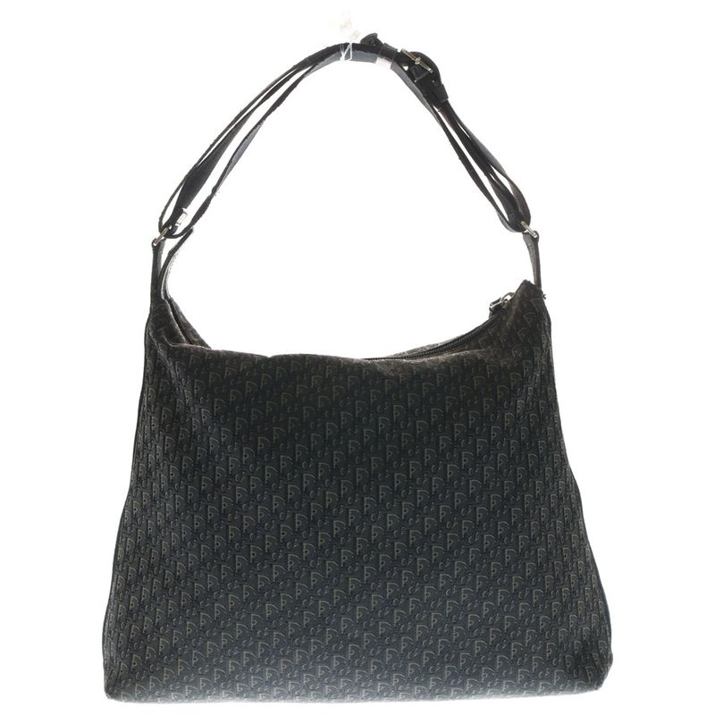Christian Dior Trotter Shoulder Handbag One Shoulder Bag Black Leather X Canvas