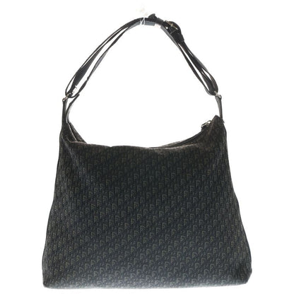 Christian Dior Trotter Shoulder Handbag One Shoulder Bag Black Leather X Canvas
