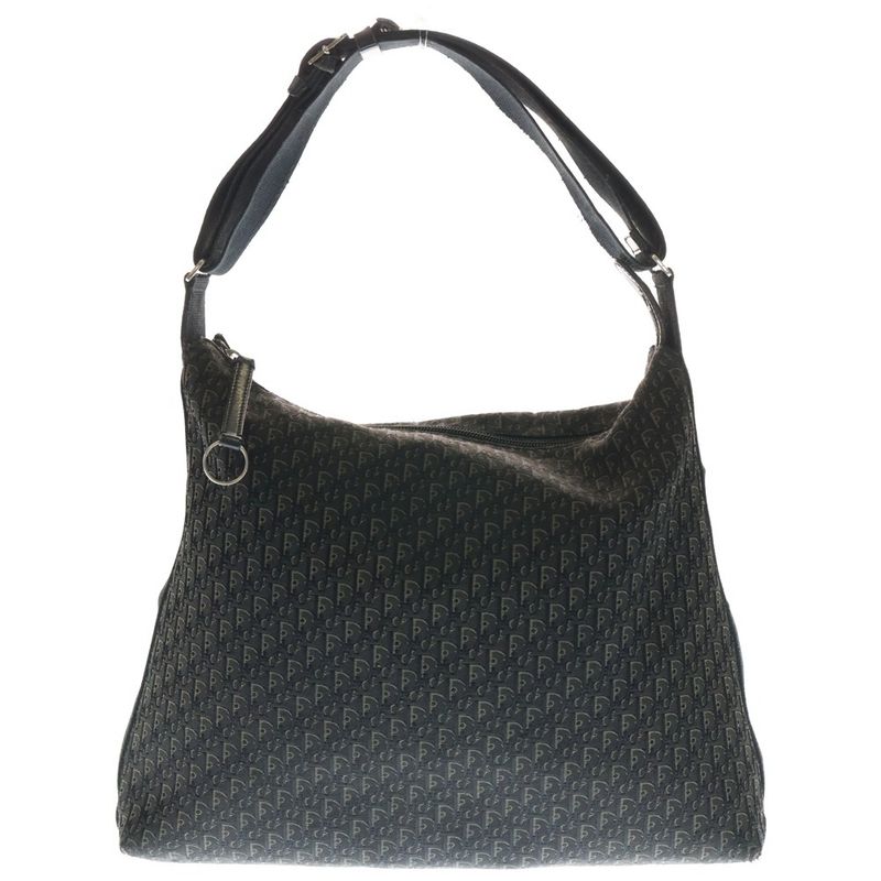 Christian Dior Trotter Shoulder Handbag One Shoulder Bag Black Leather X Canvas