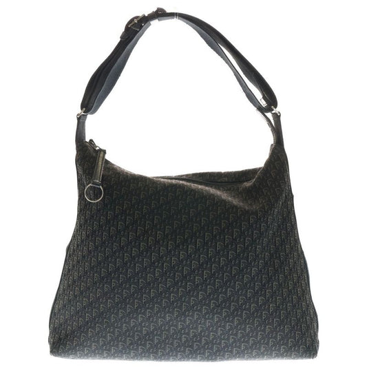 Christian Dior Trotter Shoulder Handbag One Shoulder Bag Black Leather X Canvas
