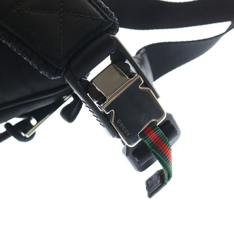 Gucci GG Nylon Large Embossed Belt Bag Body Bag Waist Bag Shoulder Bag Black
