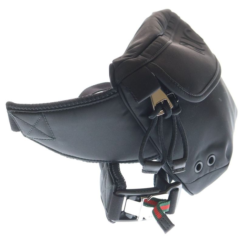 Gucci GG Nylon Large Embossed Belt Bag Body Bag Waist Bag Shoulder Bag Black
