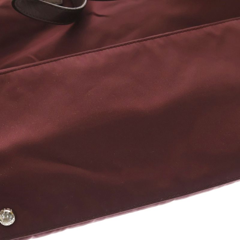 Prada 2WAY Tote Handbag Shoulder Bag Wine Red Bordeaux Nylon Br4842 Silver