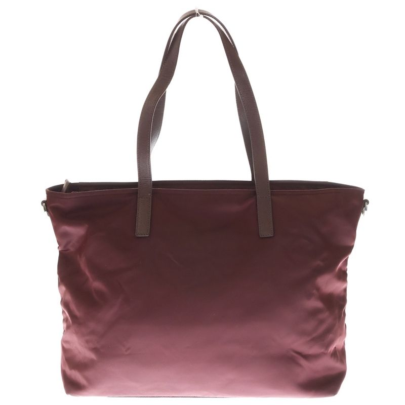 Prada 2WAY Tote Handbag Shoulder Bag Wine Red Bordeaux Nylon Br4842 Silver