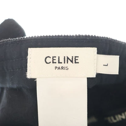 Celine Triomphe Embroidered Cordelloy Cap Black