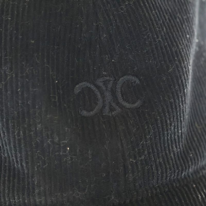 Celine Triomphe Embroidered Cordelloy Cap Black