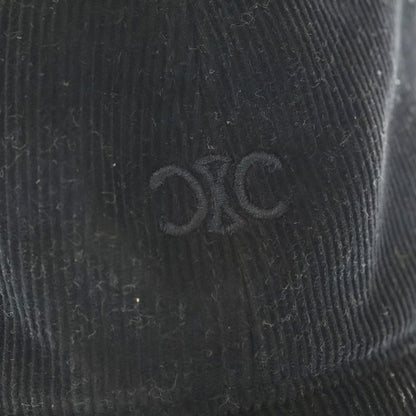 Celine Triomphe Embroidered Cordelloy Cap Black