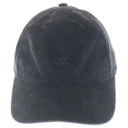 Celine Triomphe Embroidered Cordelloy Cap Black
