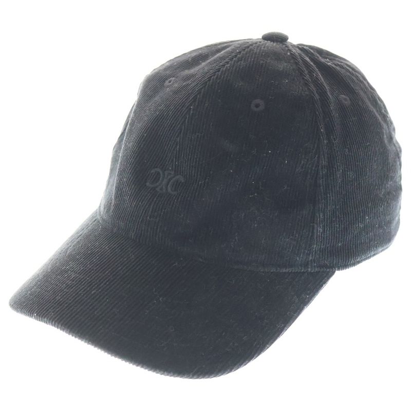 Celine Triomphe Embroidered Cordelloy Cap Black