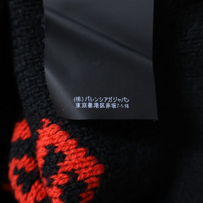 Balenciaga Allover Logo-print Crew Neck Long-sleeved Knit Sweater Red 542601-t14