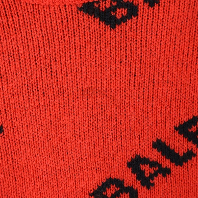 Balenciaga Allover Logo-print Crew Neck Long-sleeved Knit Sweater Red 542601-t14