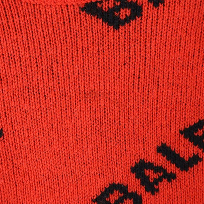 Balenciaga Allover Logo-print Crew Neck Long-sleeved Knit Sweater Red 542601-t14