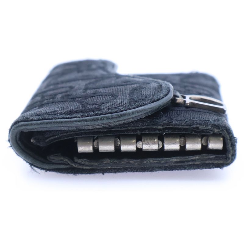Christian Dior Saddle Trotter Key Case Key Holder Bag Charm Black Canvas